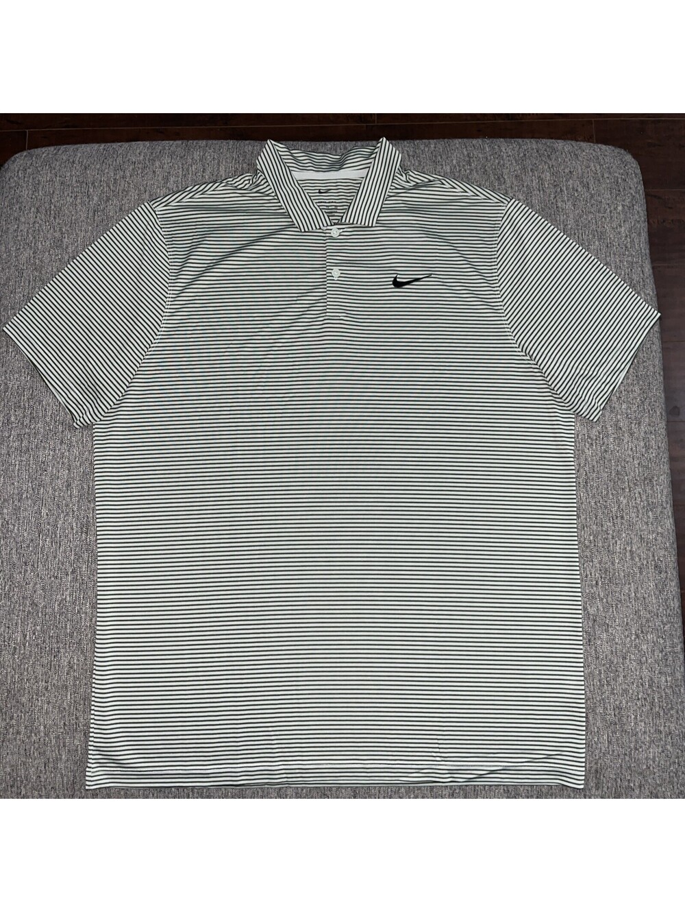 Nike Dri-Fit Striped Golf Polo Shirt Men XL Jade Horizon Cargo Khaki FZ5647-370